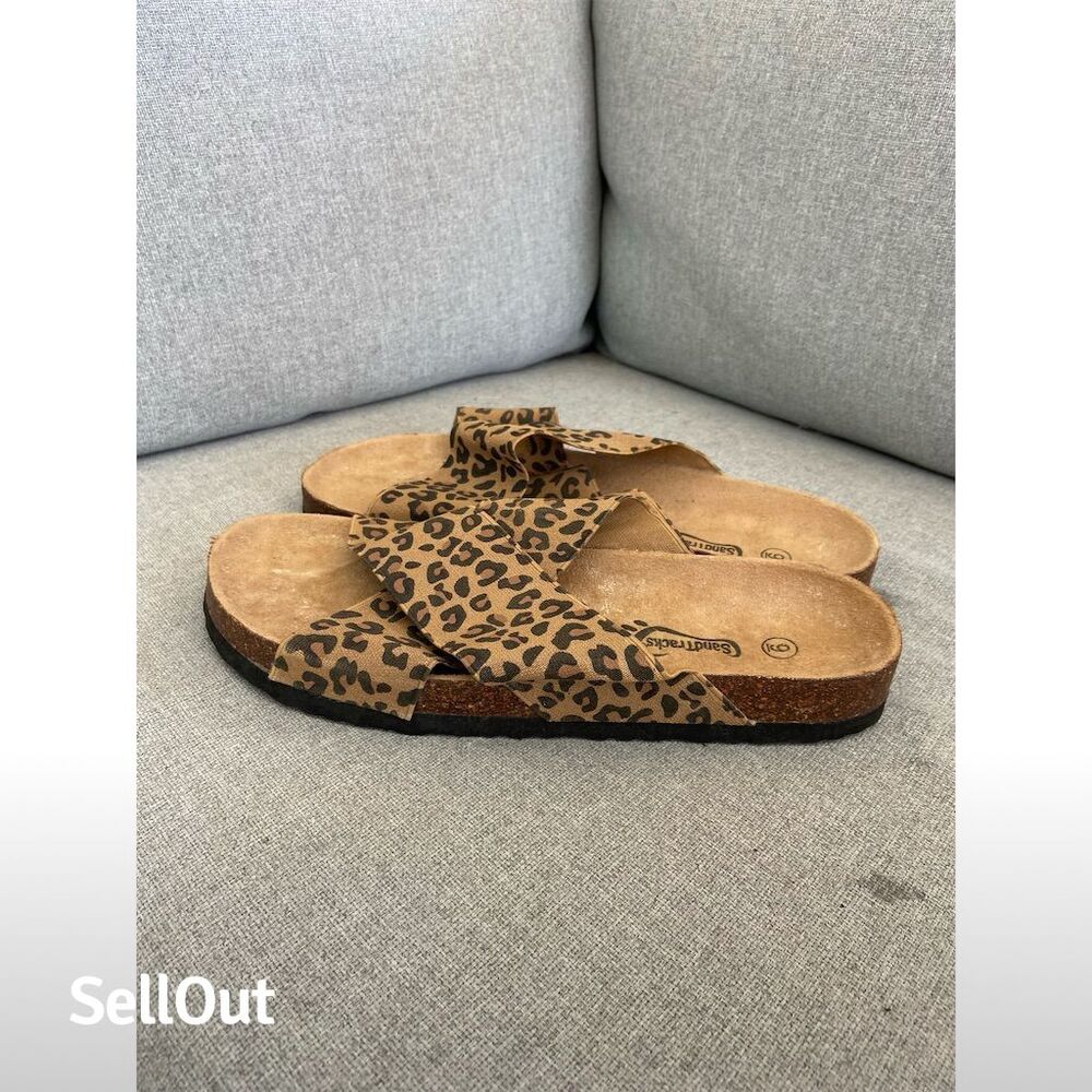 Sandtracks Women's Leopard Print Criss-Cross Comfort Sandals Size 9 - Picture 4 of 5